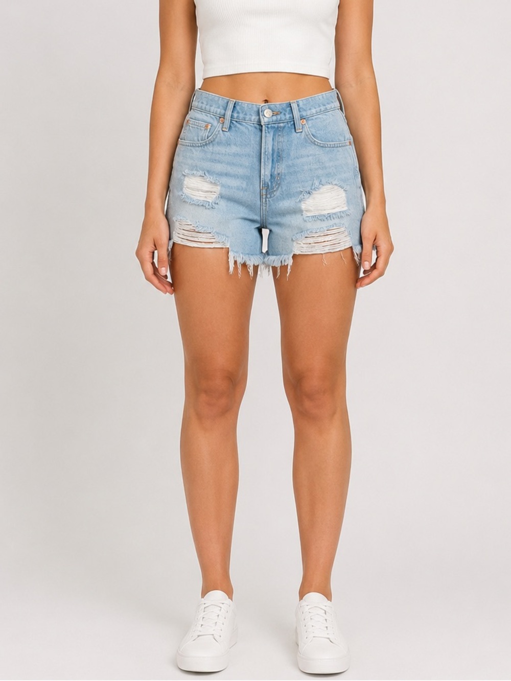 GAP Denim Distressed Cutoff Shorts Light Wash Raw Hem 100% Cotton Size 27